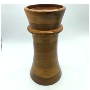 Solid tall Walnut Candle holder Wood Decor MCM‎ all home Decor
